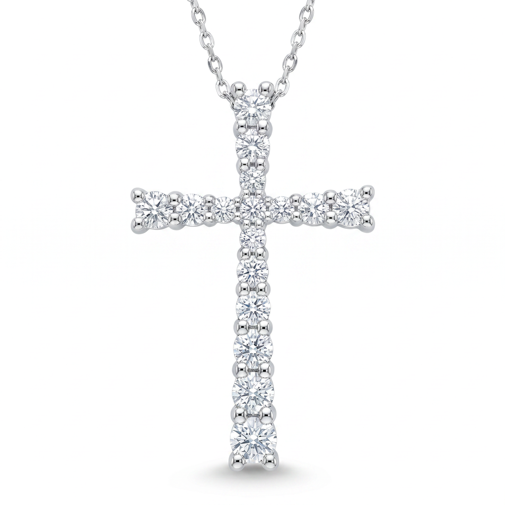 Diamond White Gold Cross Necklace