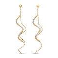 18K Two Tone Gold Spiral Beaded Drop Earring