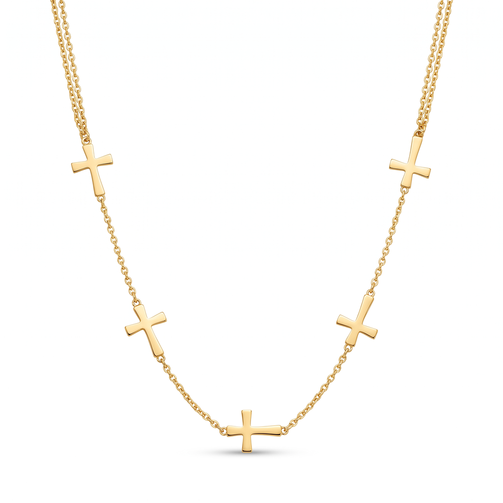 18K Yellow Gold Cross Chain Necklace