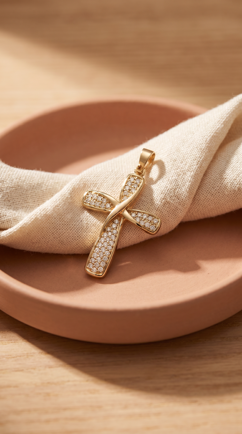 Diamond Yellow Gold Cross Pendant