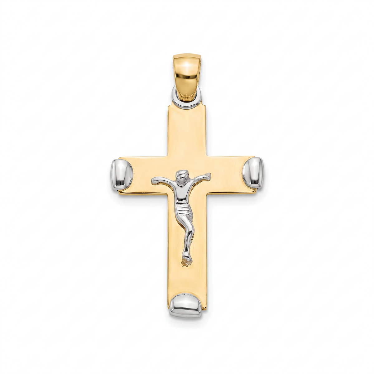 18K Two Tone Gold Crucifix Pendant