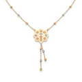 18K Multicolor Gold Beaded flower Necklace