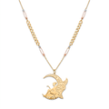18K Multicolor Filigree Moon and Fairy Gold Necklace