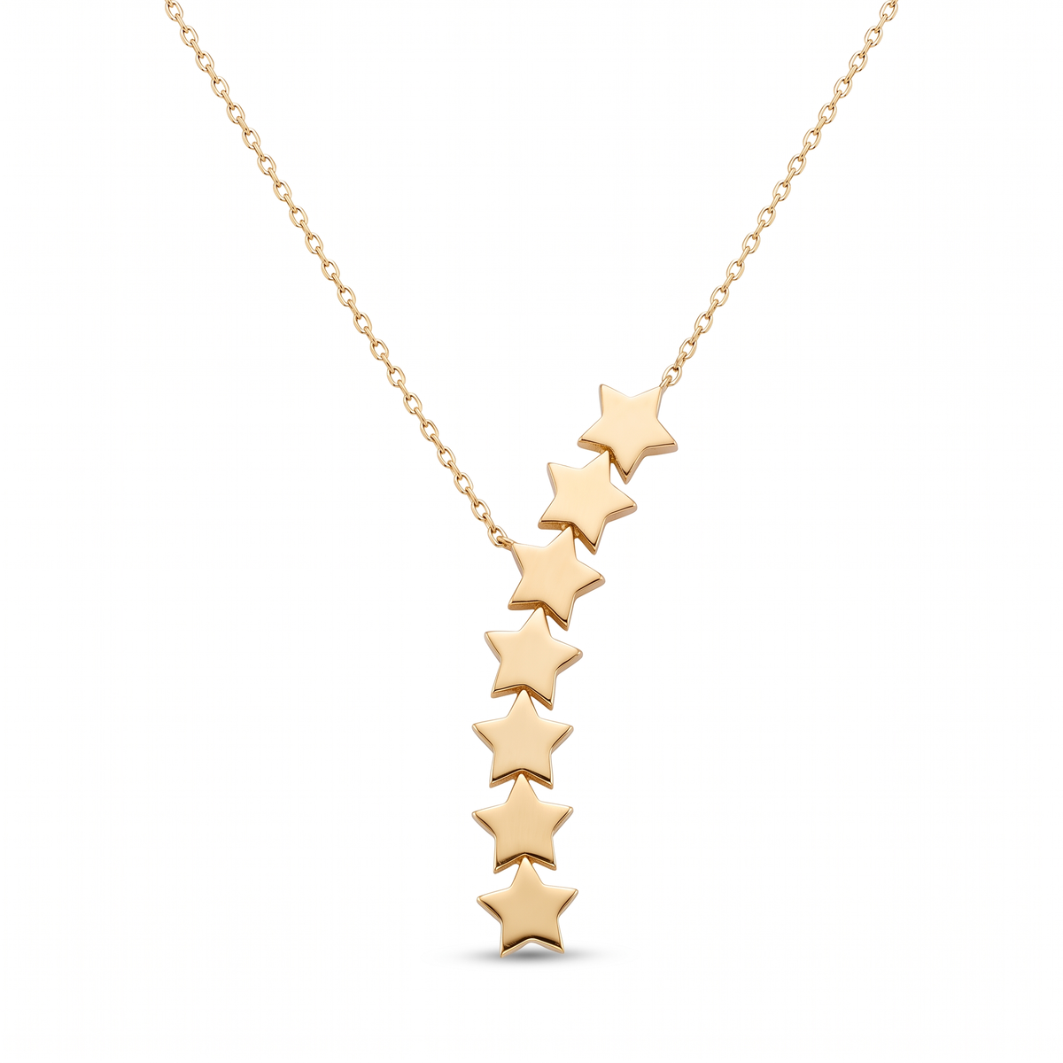 18K Yellow Gold Star Chain Necklace