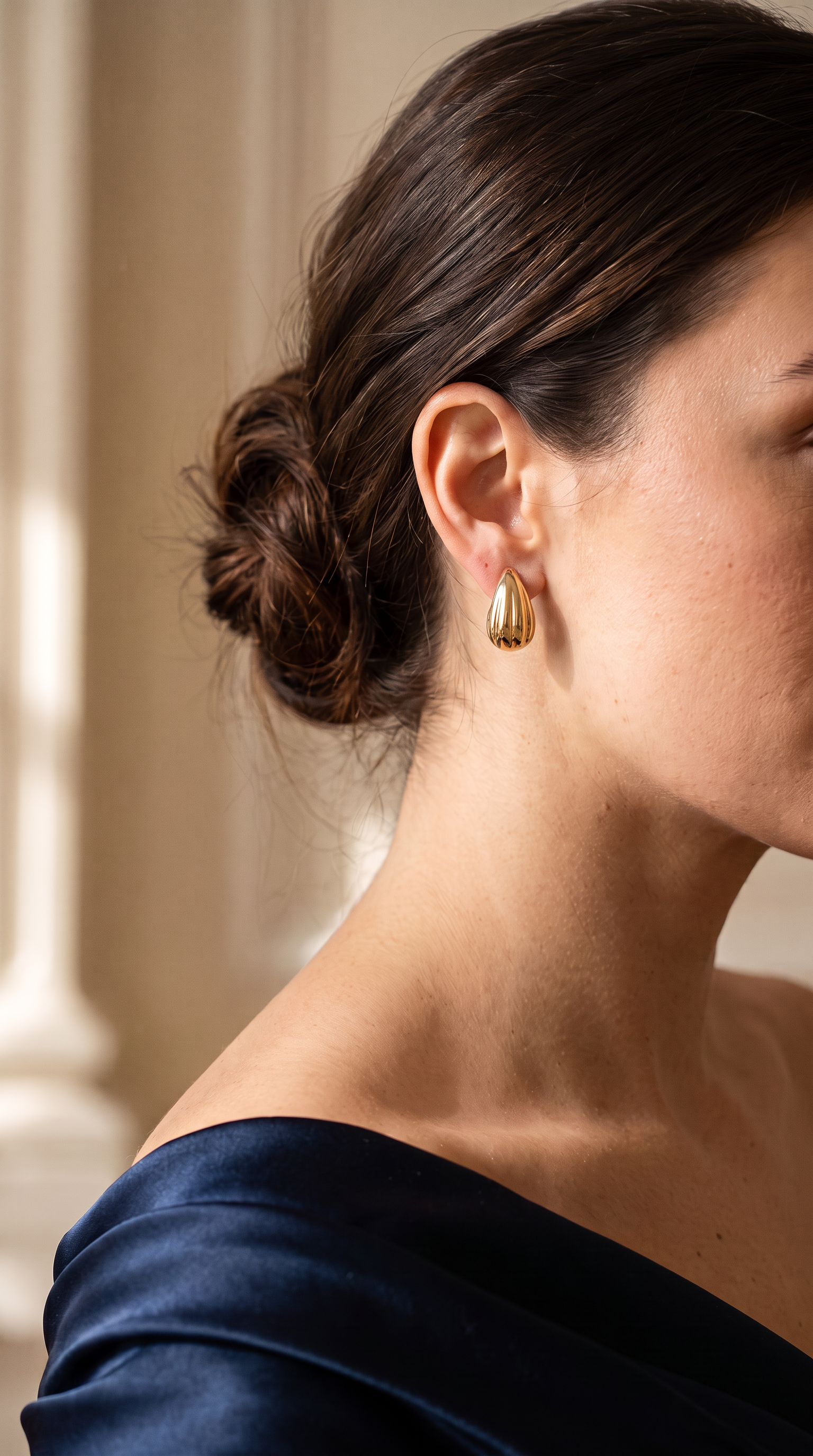 18K Yellow Gold Stud Earring