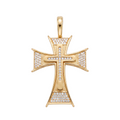 18K Yellow Gold Cubic Zirconia Cross Pendant
