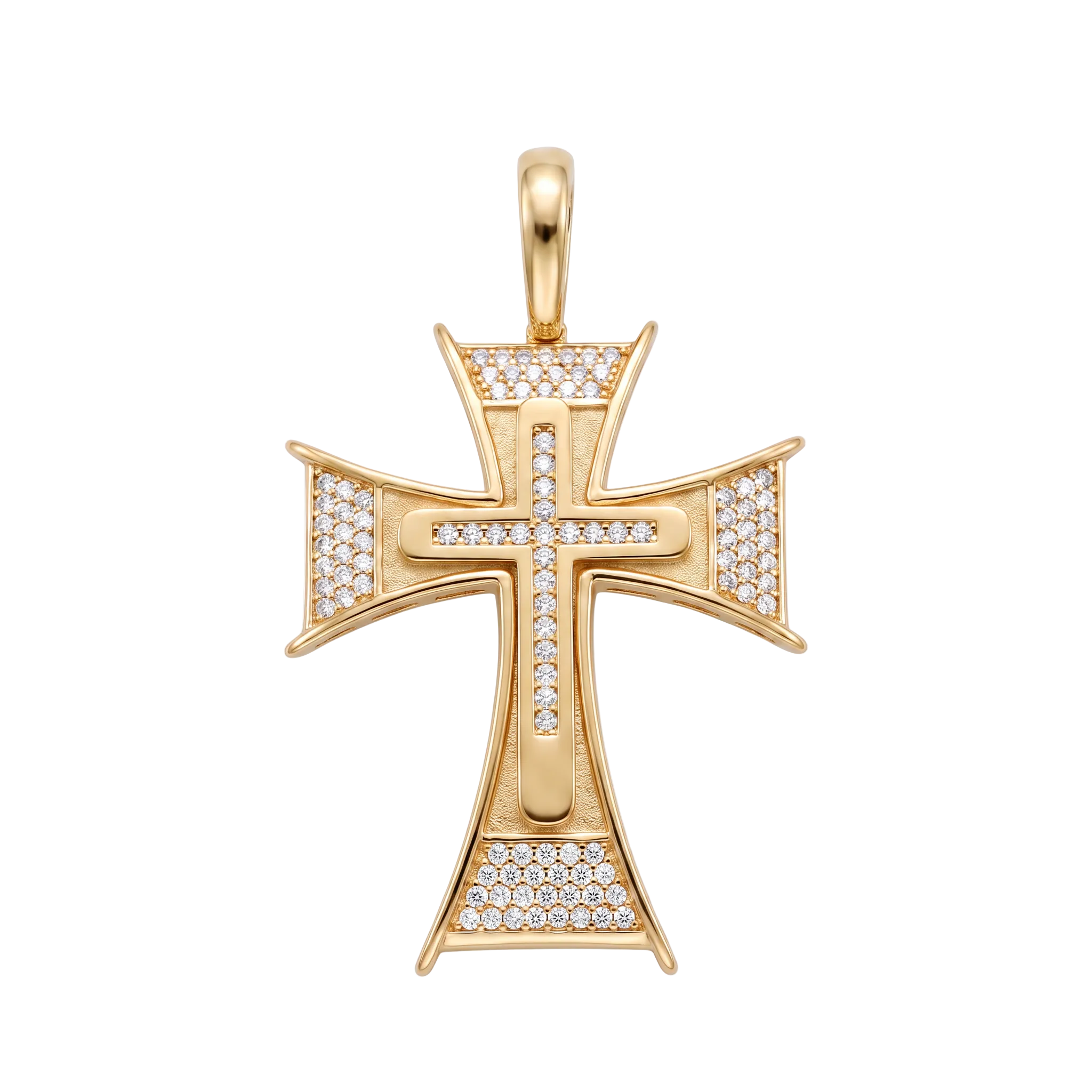 18K Yellow Gold Cubic Zirconia Cross Pendant