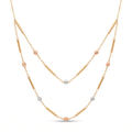 18K Multicolor Gold Double Chain Necklace