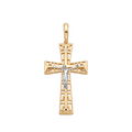 18K Two Tone Gold Crucifix Pendant