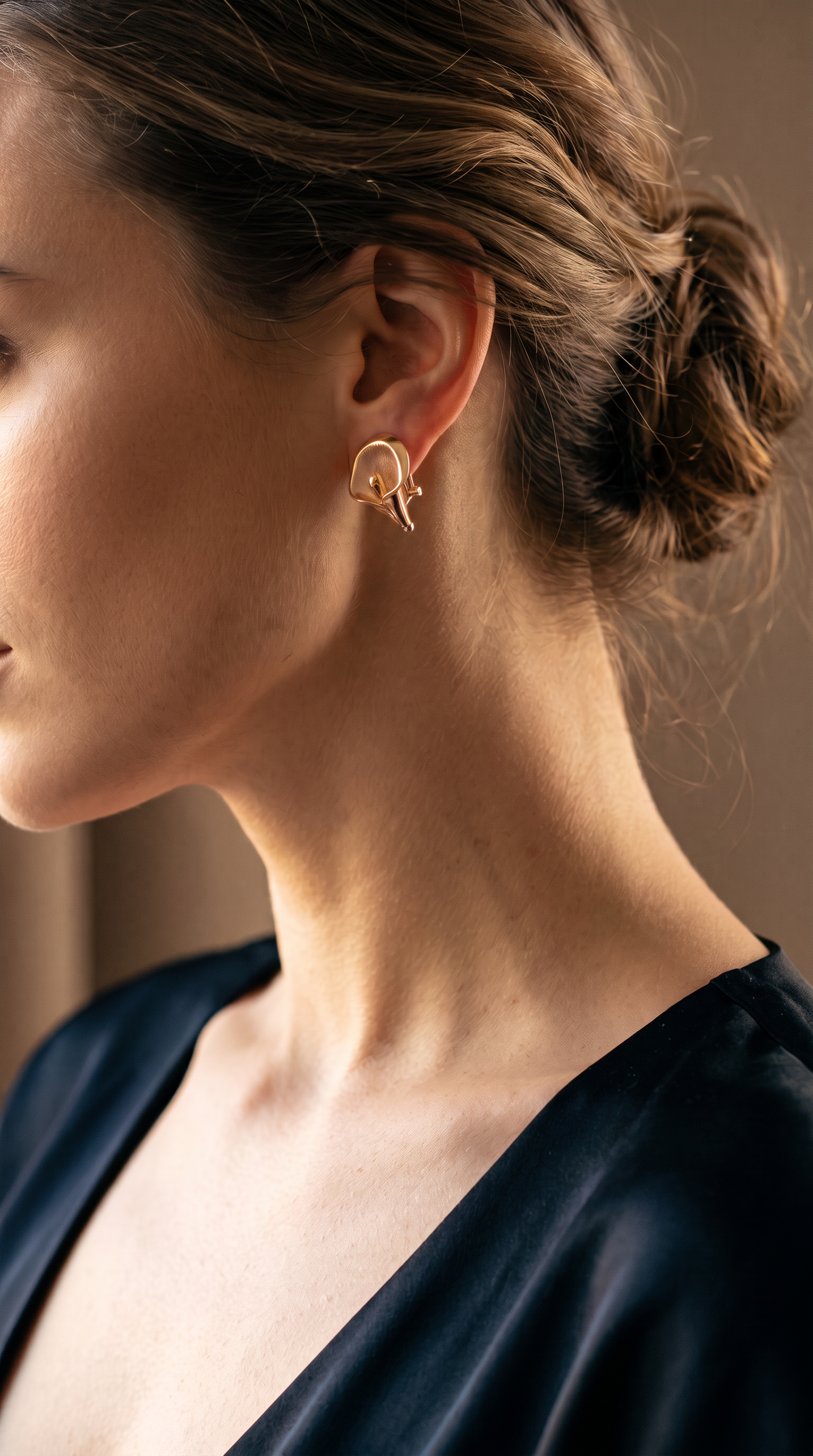18K Two Tone Gold Calla Lily Flower Drop Earring