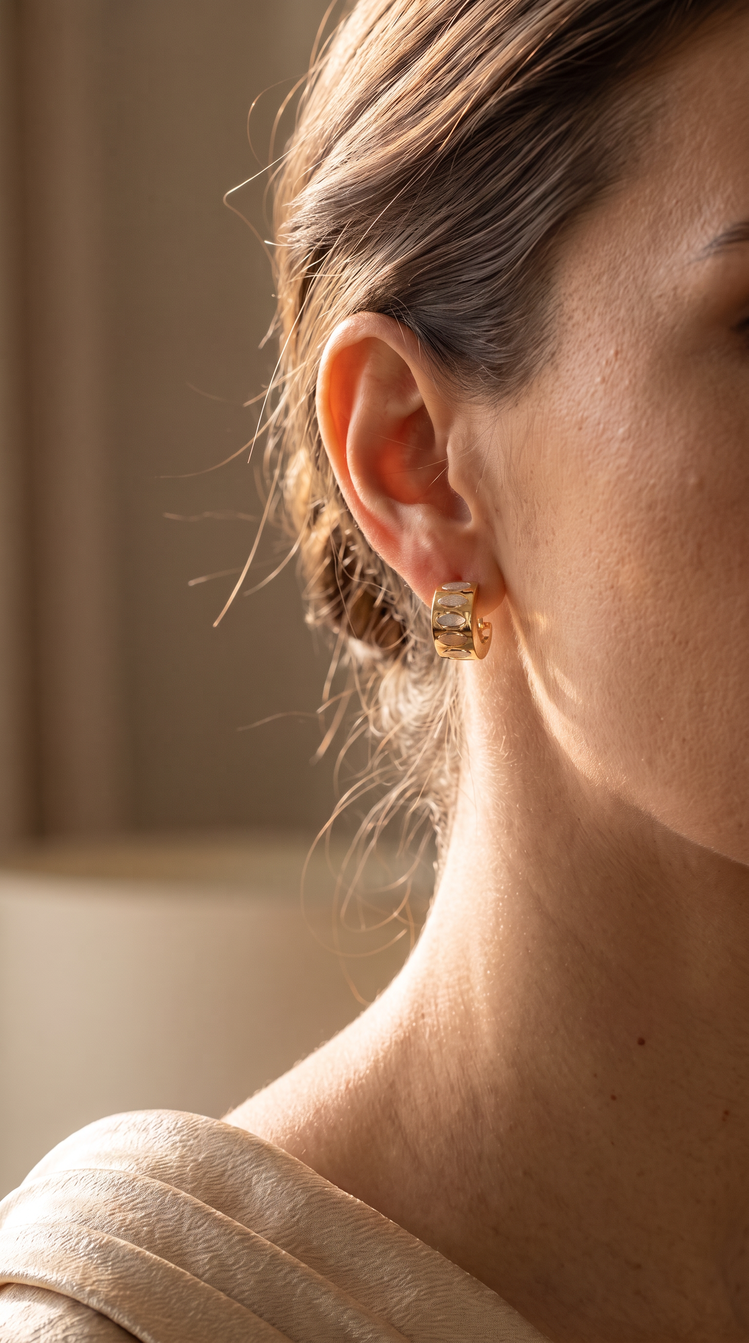 18K Multicolor Gold Hoop Earring