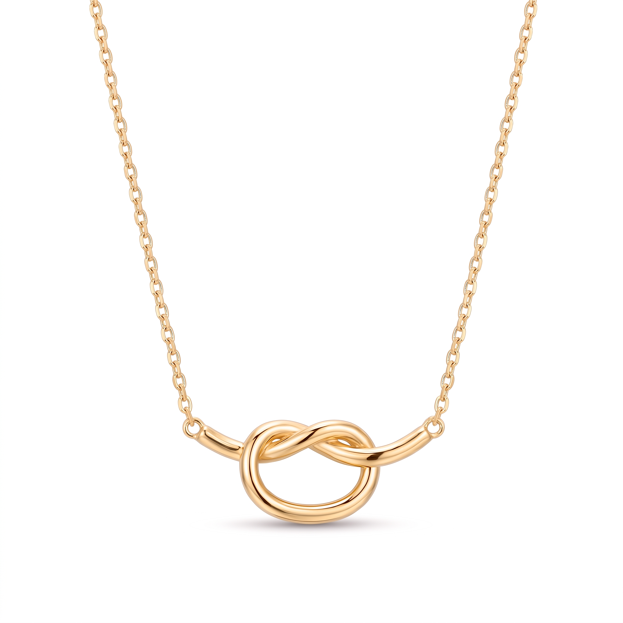 18K Yellow Gold Love Knot Pendant Necklace