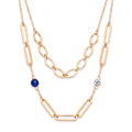 18K Two Tone Cubic Zirconia Double Chain Necklace