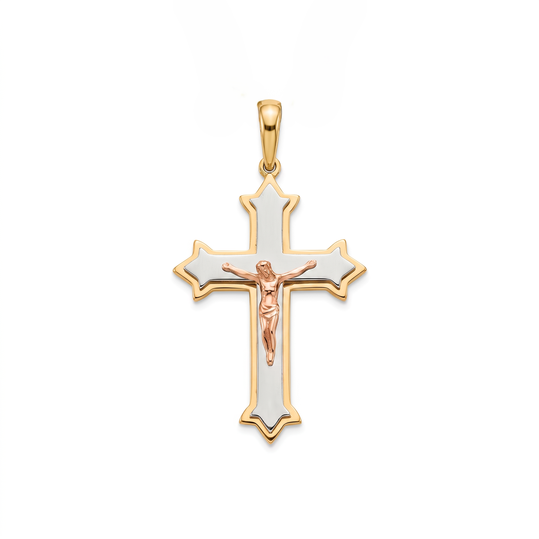 18K Multicolor Gold Crucifix Pendant