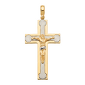 18K Two Tone Gold Crucifix Pendant