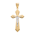 18K Two Tone Gold Crucifix Pendant