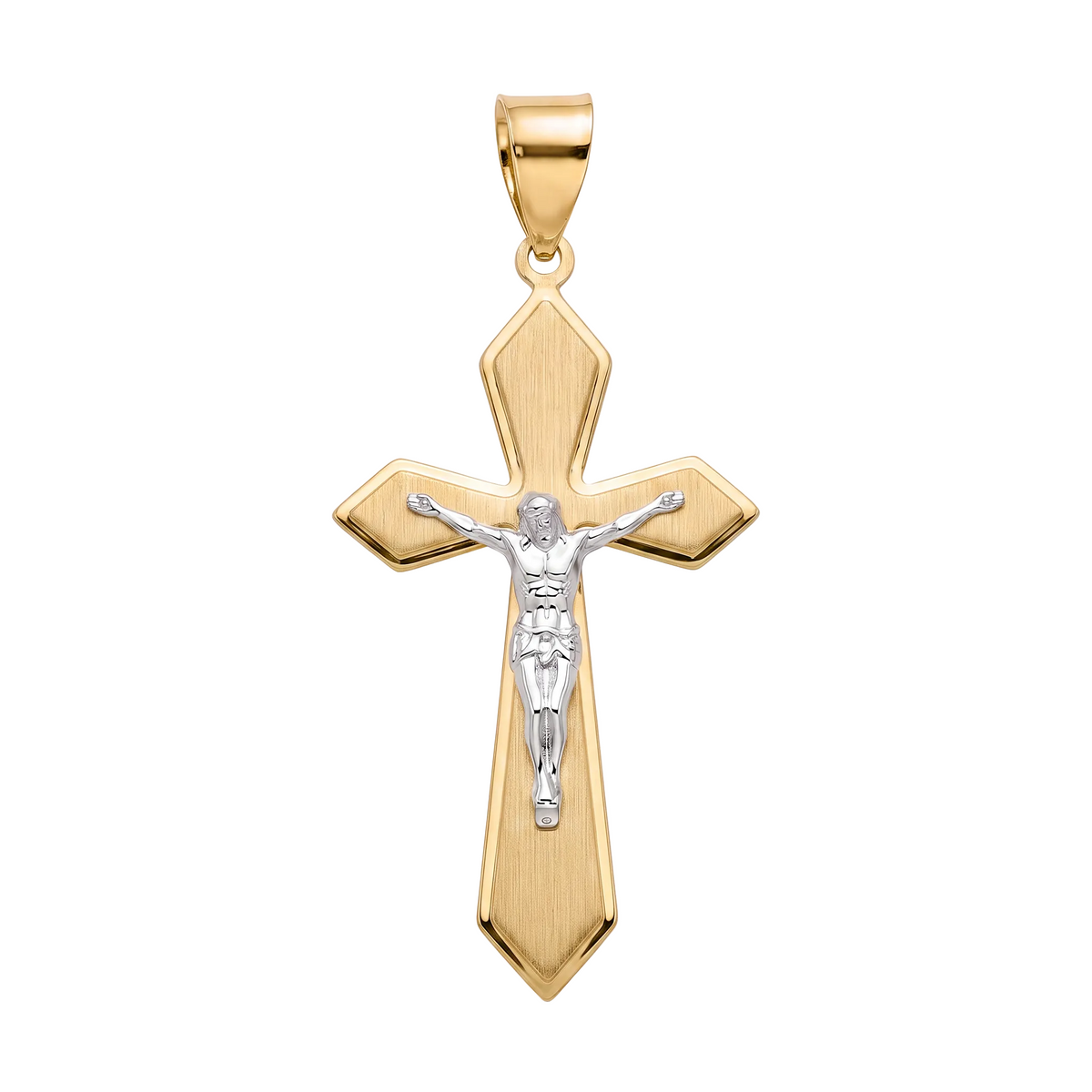 18K Two Tone Gold Crucifix Pendant