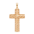 18K Yellow Gold Small Filigree Diamond-Cut Cross Pendant