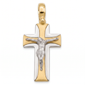 18K Two Tone Gold Crucifix Pendant