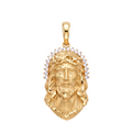 18K Yellow Gold Cubic Zirconia 3D Jesus Icon Pendant