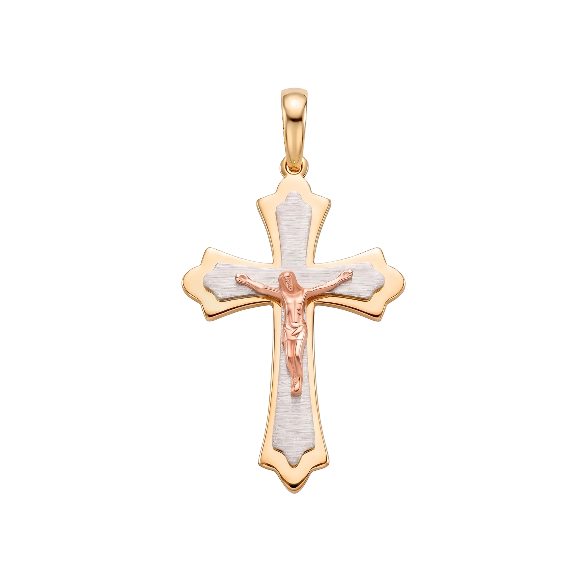 18K Multicolor Gold Cross Pendant
