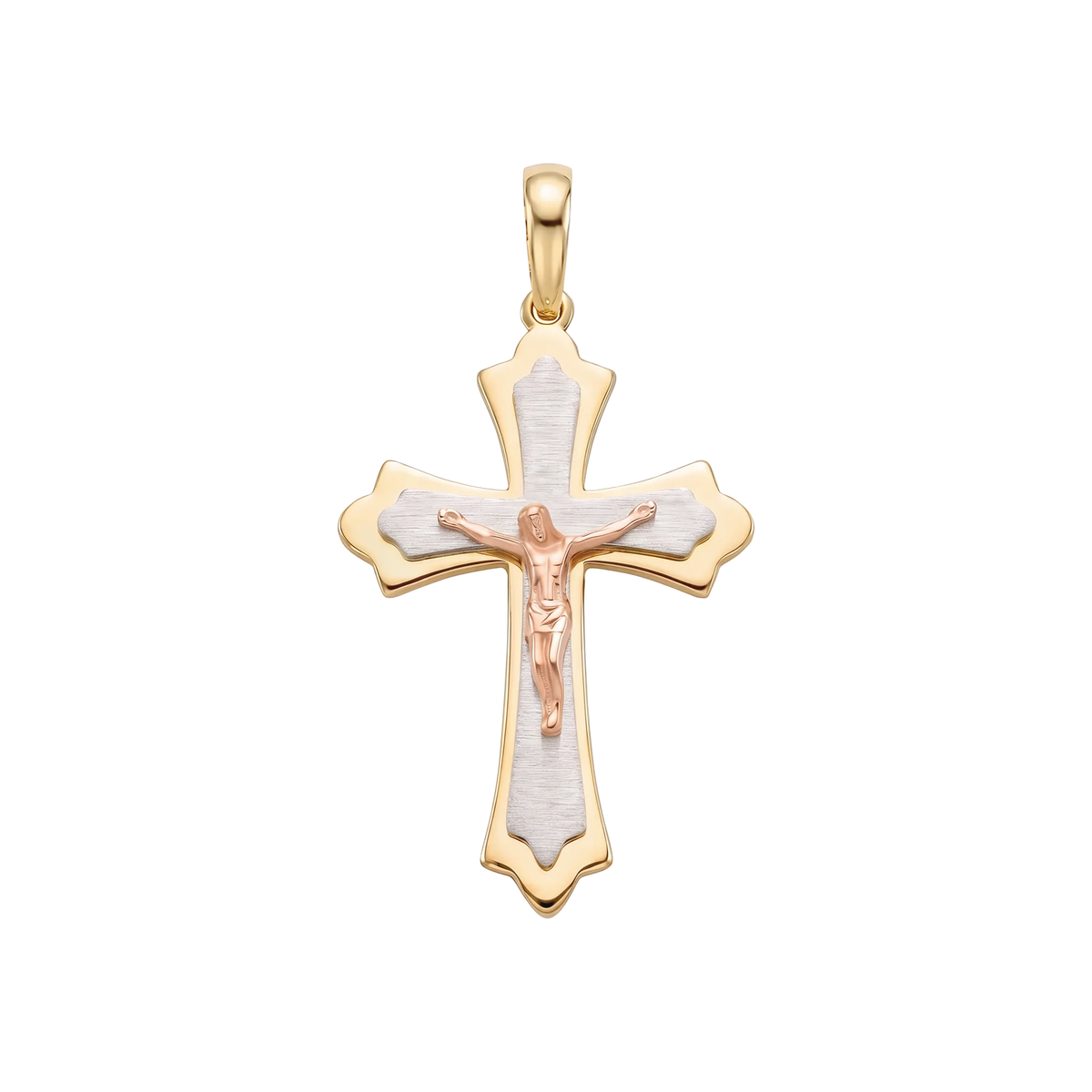 18K Multicolor Gold Cross Pendant