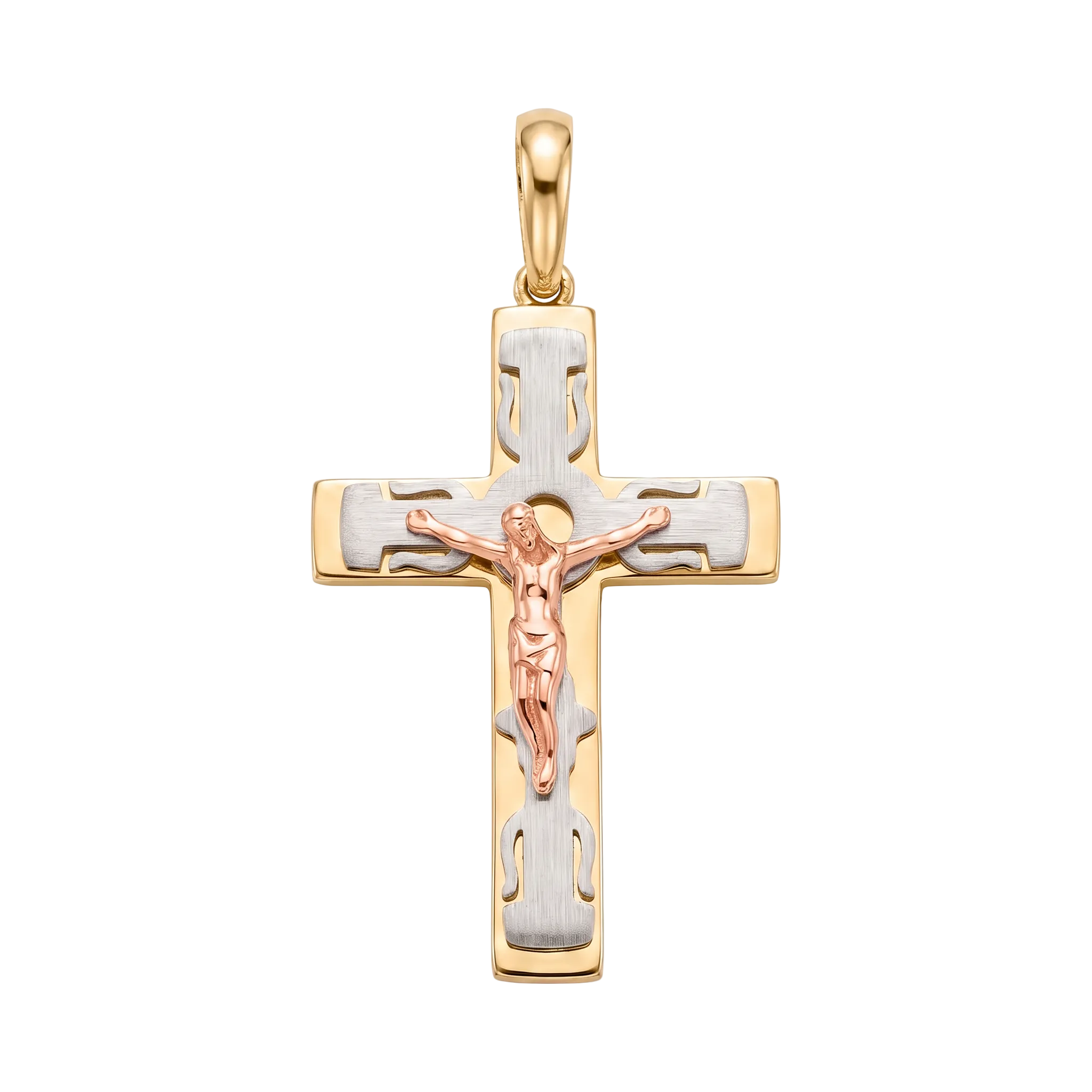 18K Multicolor Gold Crucifix Pendant
