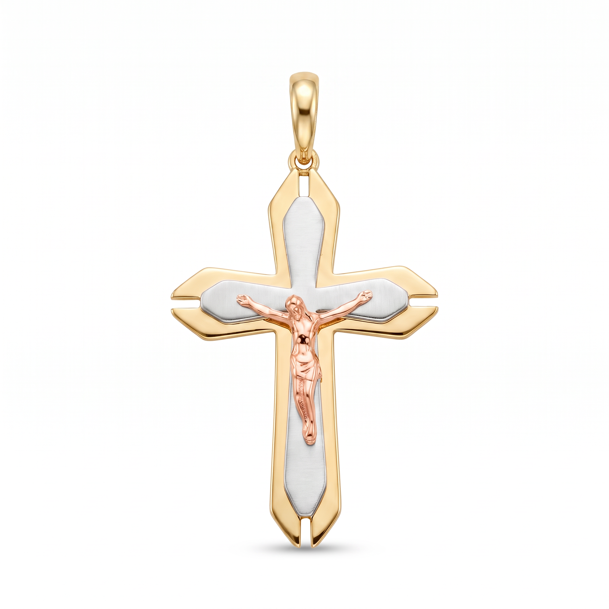 18K Multicolor Gold Cross Pendant