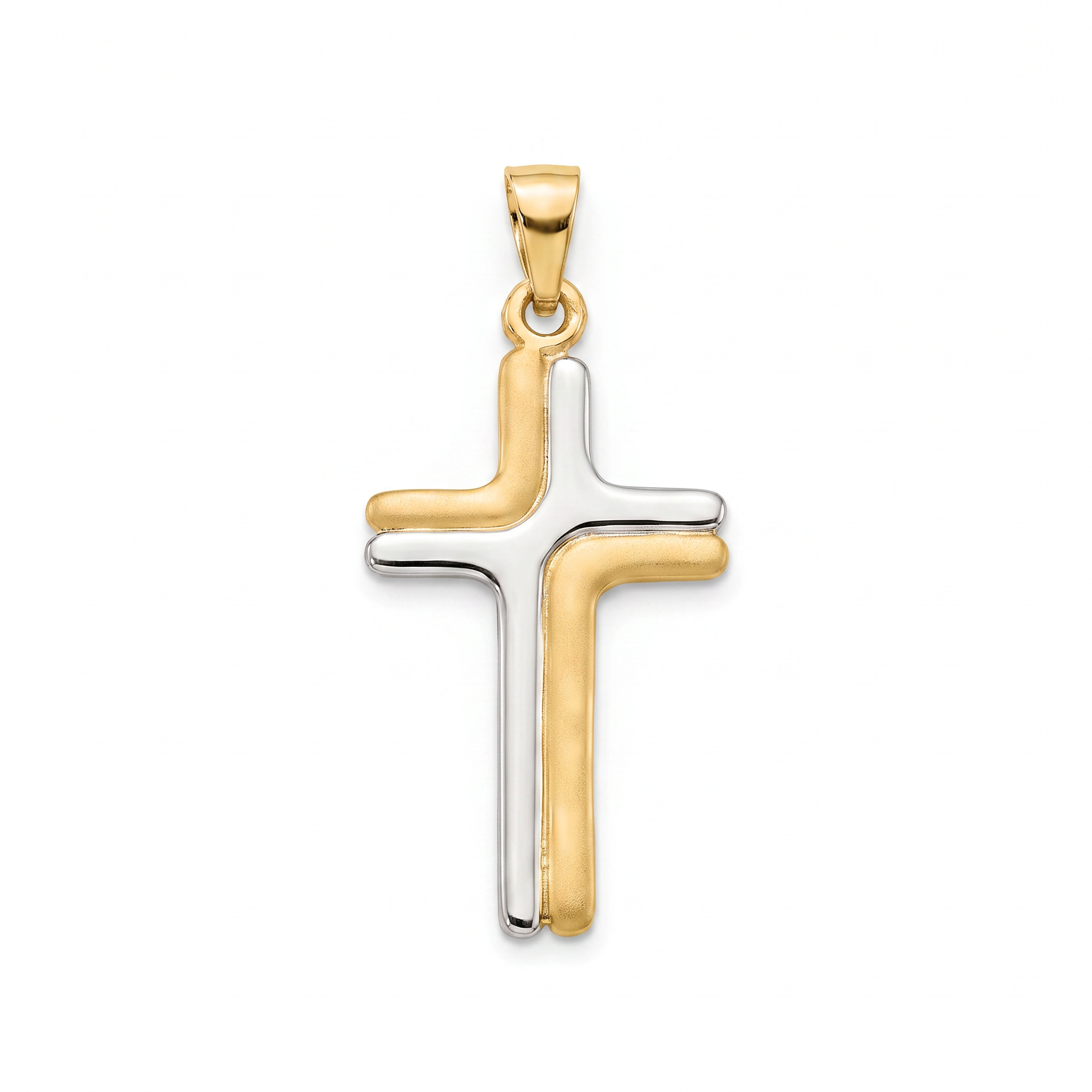 18K Two Tone Gold Cross Pendant