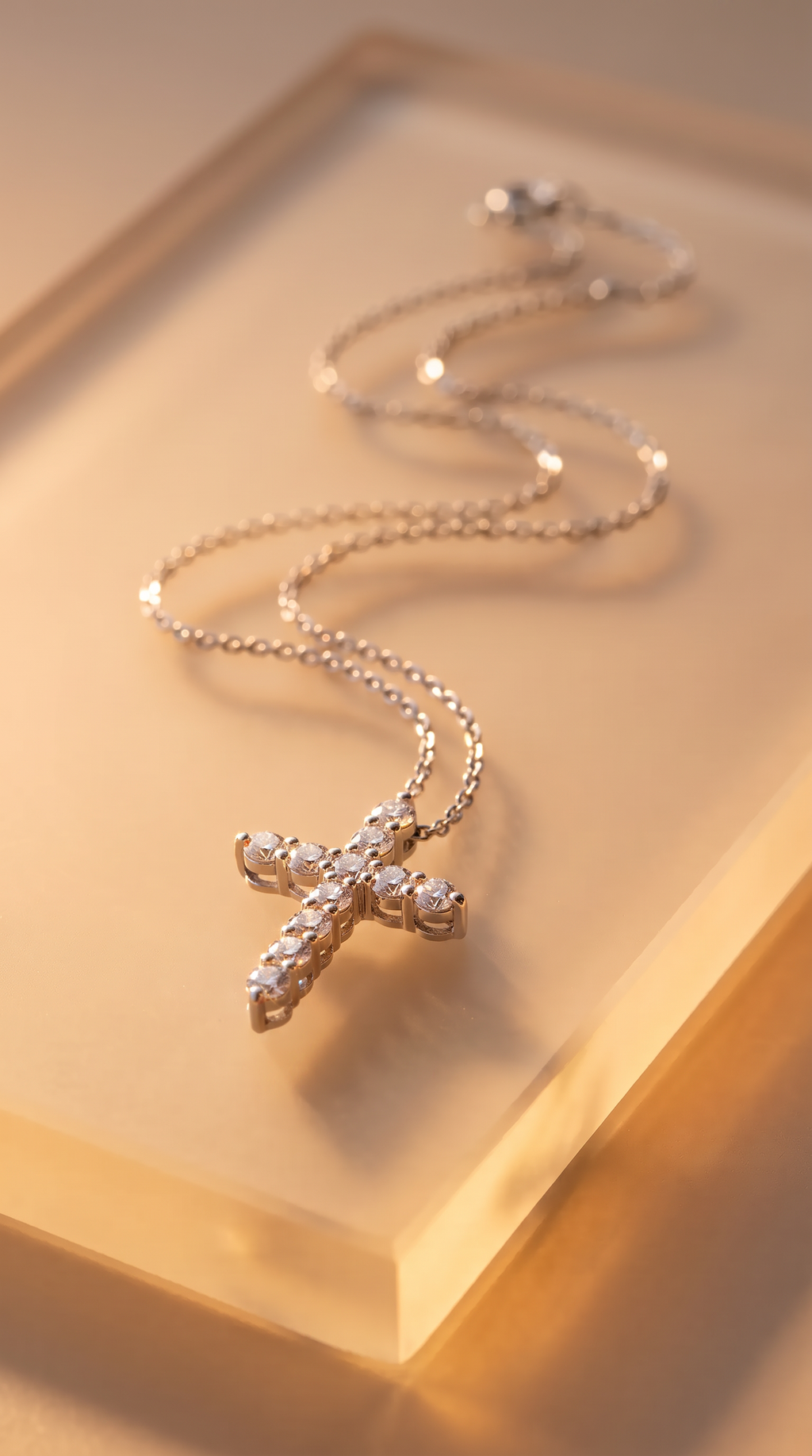 Diamond White Gold Cross Chain Necklace