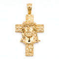 18K Yellow Gold Large Jesus Face Cross Pendant