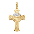 18K Gold Medium Two Tone Jesus Face Cross Pendant