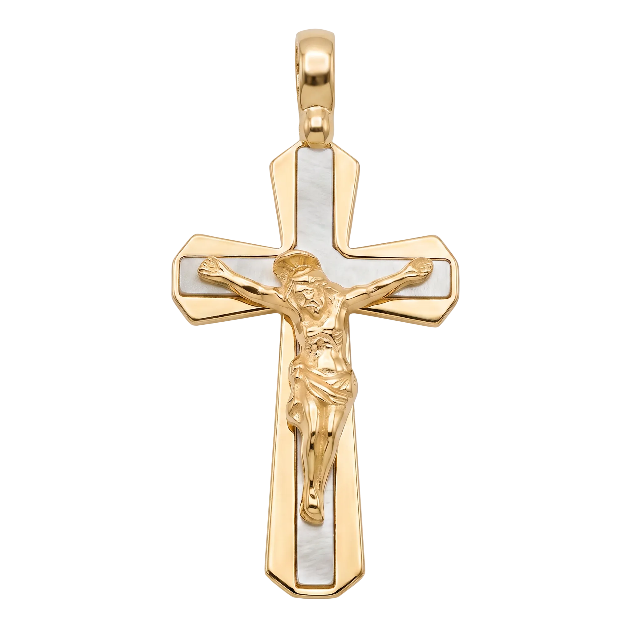 18K Two Tone Gold Cross Pendant