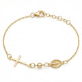 18K Yellow Gold Cross & St. Mary Icon Motif Baby Bracelet