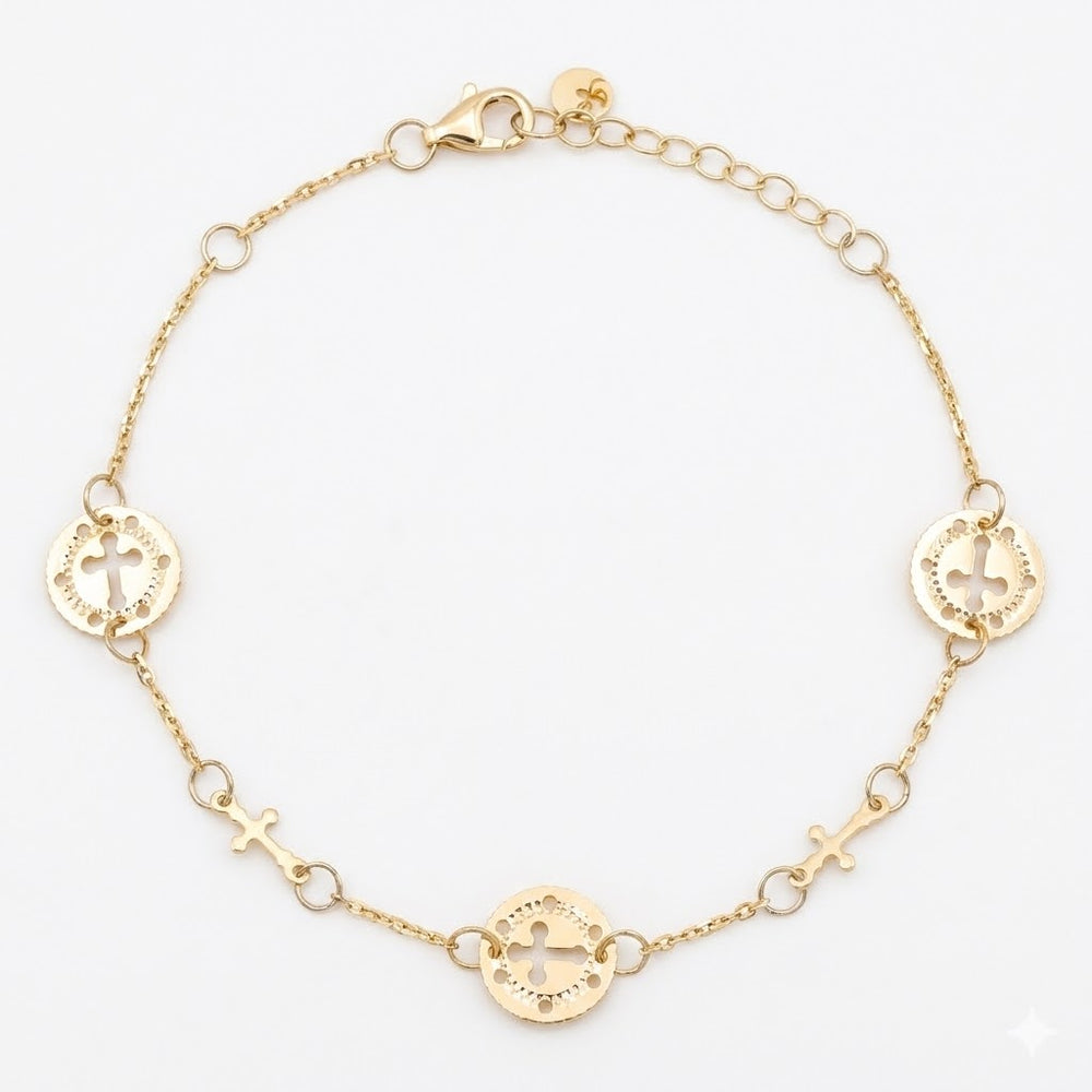 18K Yellow Gold Crosses Motif Bracelet