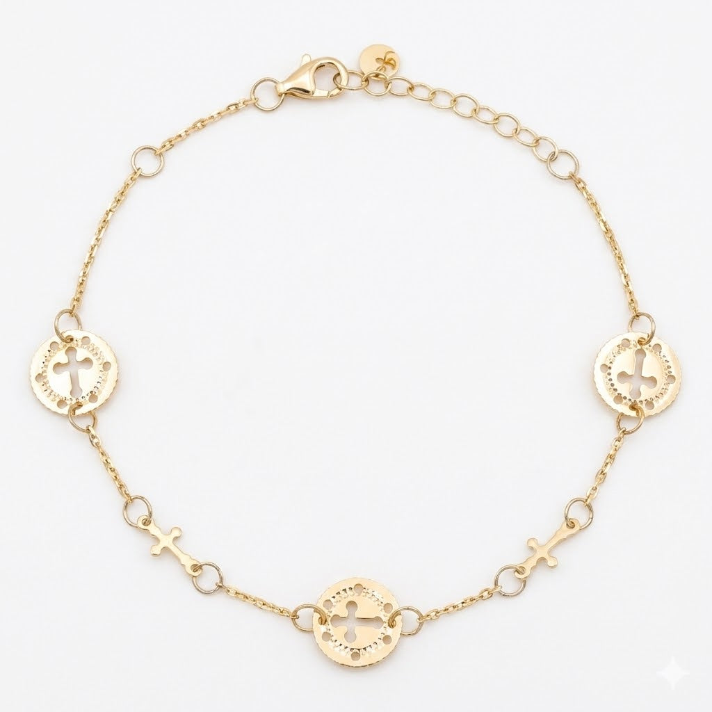 18K Yellow Gold Crosses Motif Bracelet