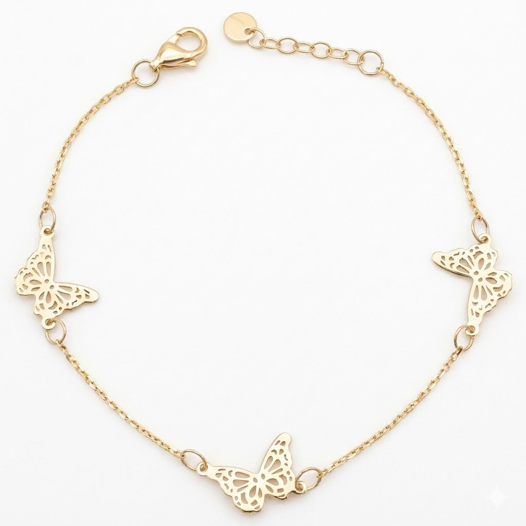 18K Yellow Gold Butterfly Motif Bracelet