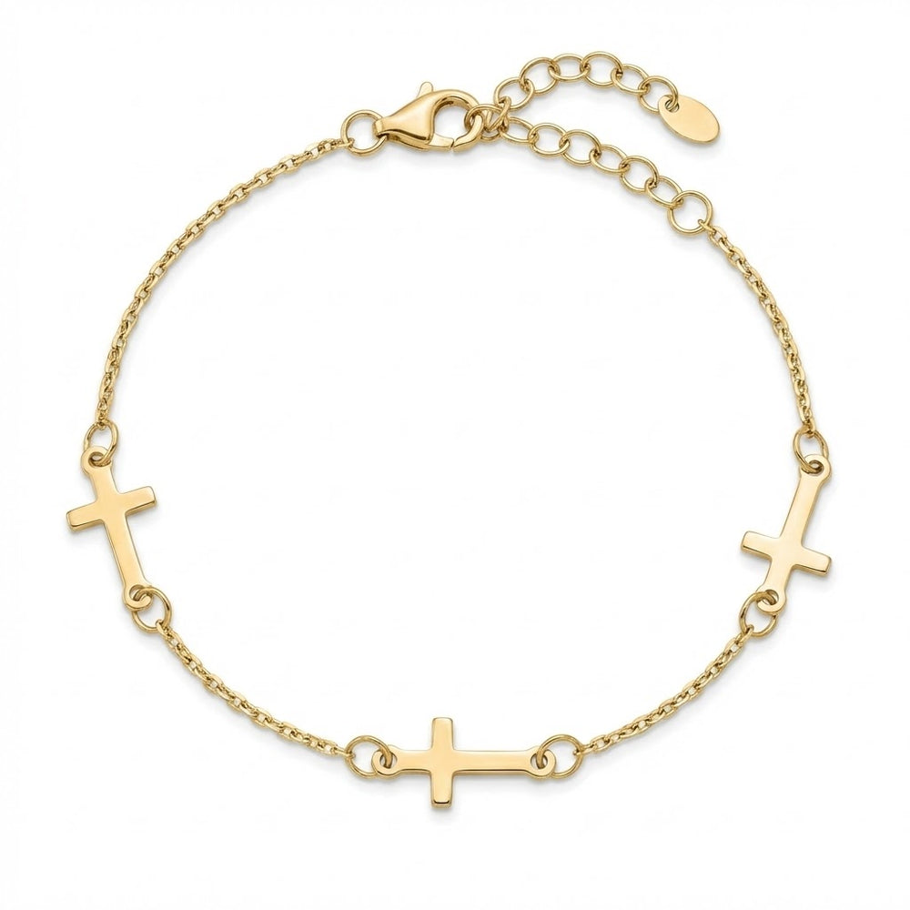 18K Yellow Gold Cross Motif Baby Bracelet