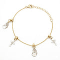 18K Two Tone Gold Cross & St. Mary Motif Baby Bracelet