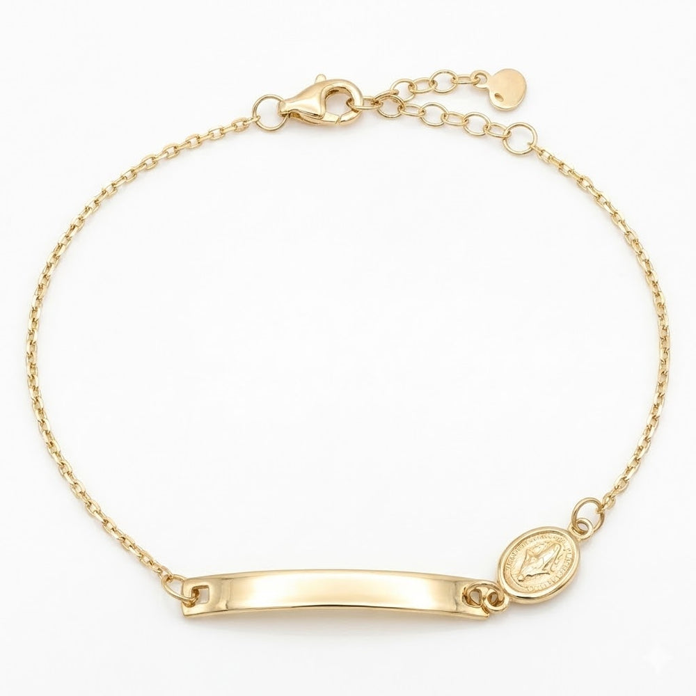 18K Yellow Gold Plaque St. Mary Icon Baby Bracelet