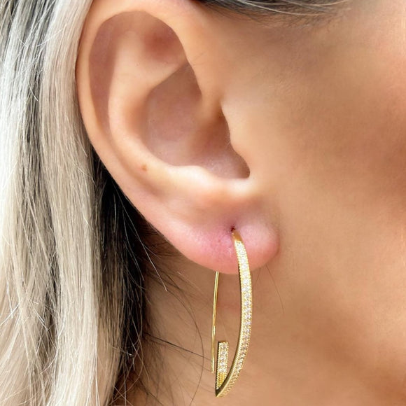 Pair18K Gold Threader Earrings CZ