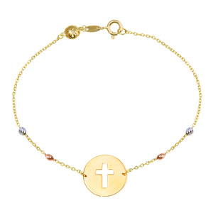 18K Yellow Gold Cross Bracelet