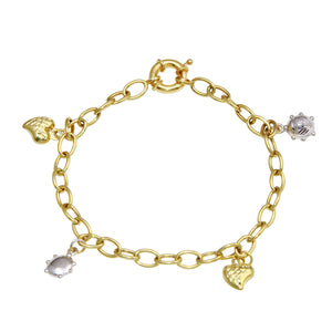 18k  Gold Charms Chain Bracelet 7 Inches
