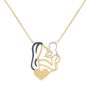 18k Solid Gold Mom And Baby Tiny Chain Necklace 18 inches