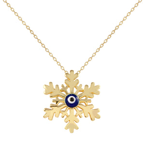18k Solid Gold Star Blue Evil Eye Tiny Chain  Necklace 18 inches