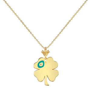 18k Solid Gold Clover Tiny Chain  Necklace 18 inches