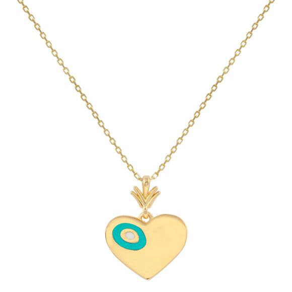 18k Solid Gold Tiny Chain Heart Enamel Necklace 18 inches