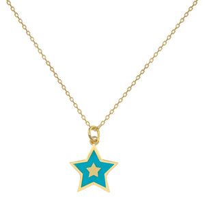 18k Solid Gold Tiny Chain Enamel Necklace 18 inches
