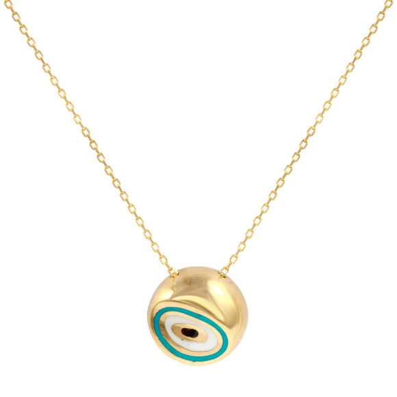 Copy of 18k Solid Gold Tiny Chain Evil Eye Enamel Necklace 18 inches