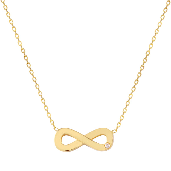 18k Solid Gold  Infinity Tiny Chain  Necklace 18 inches CZ